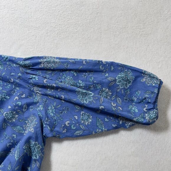 J. Jill Oversized Blue Floral Split Neck Top Womens Sz XL Pullover Lightweight - Picture 7 of 12